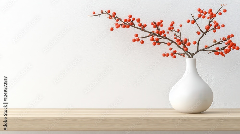 Minimalistic vase vibrant orange branches