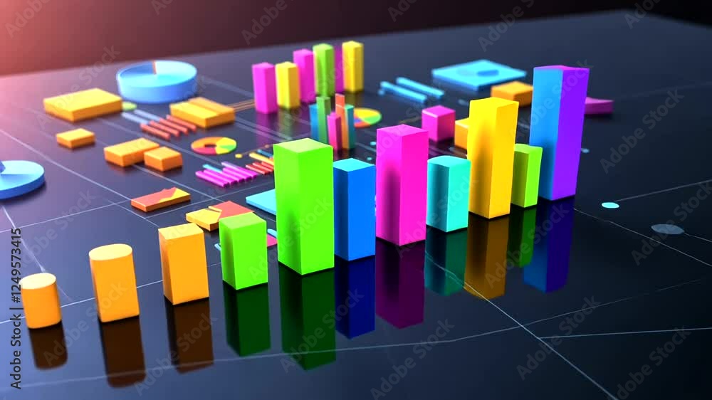 Colorful 3D Data Visualization with Graphs and Charts Colorful 3D Data Visualization with Graphs and Charts