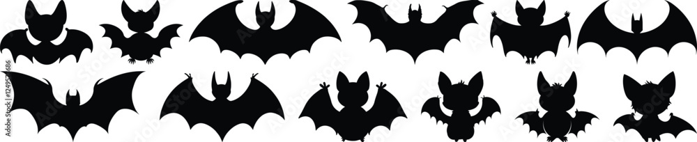 Bat silhouette set vector design big pack of animal illustration and icon Bat silhouette set vector design big pack of animal illustration and icon