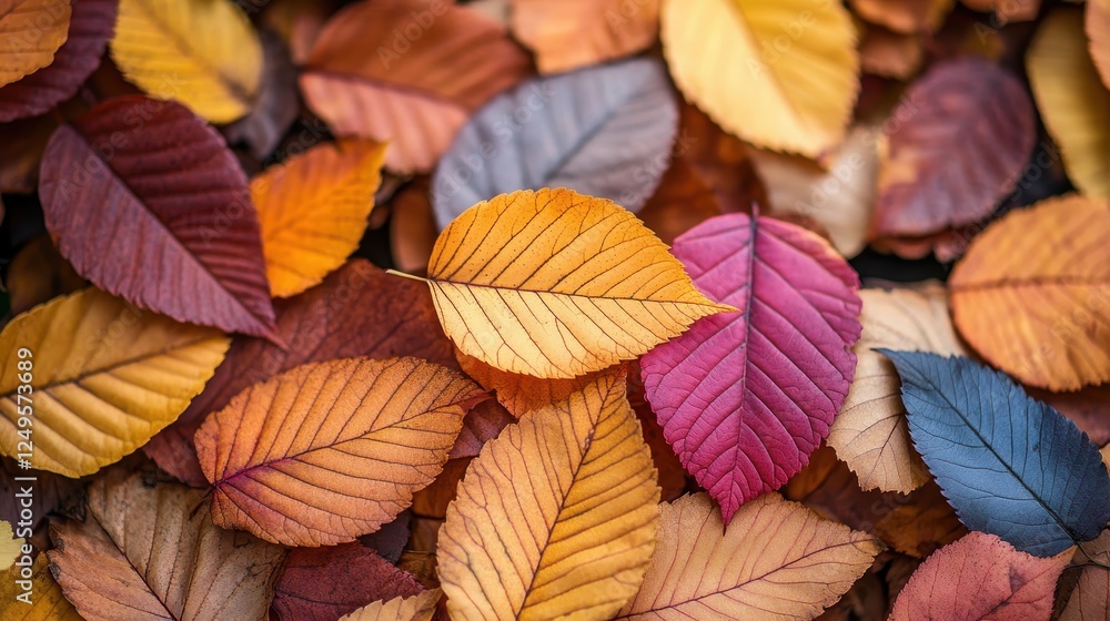 Fototapeta premium Autumn leaves ground cover, fall foliage, park background, nature texture