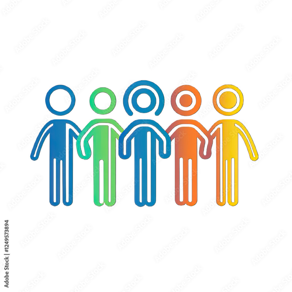 Obraz premium Business icon representing teamwork and collaboration, simple line style, white background, with abstract human figures and a shared goal symbol.
