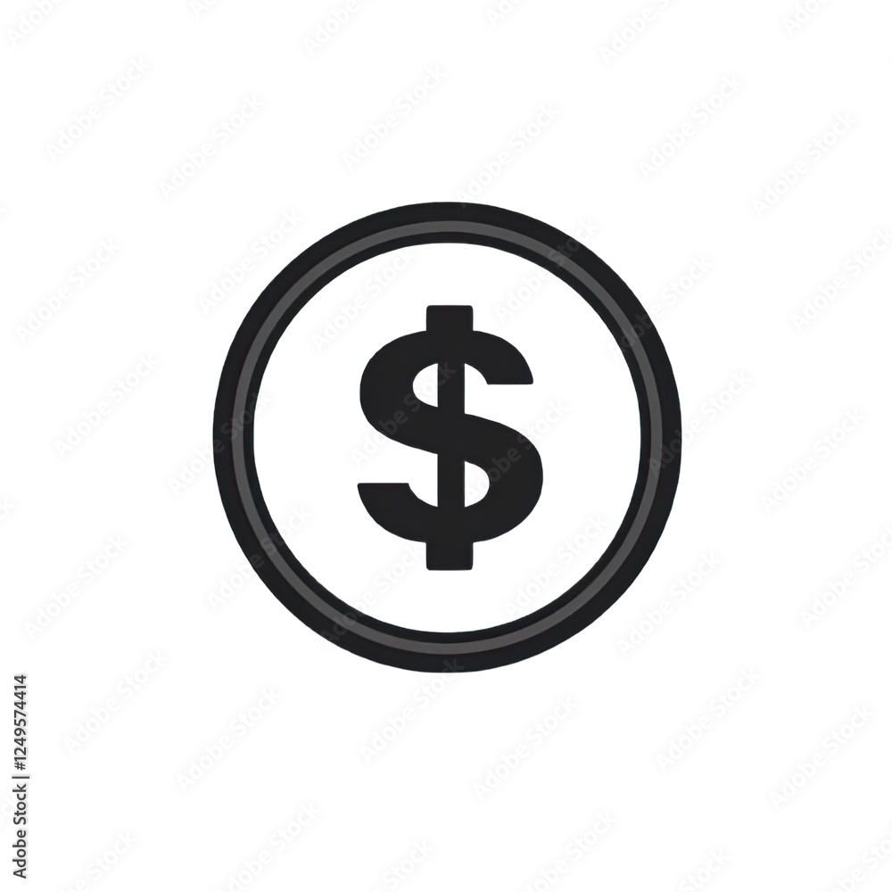 An icon of a coin with a financial symbol, minimalist design, white background, sleek and modern look, perfect for finance-related themes. An icon of a coin with a financial symbol, minimalist design, white background, sleek and modern look, perfect for finance-related themes.