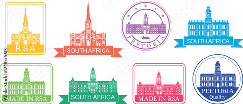 Republic of South Africa set. Isolated Republic of South Africa on white background