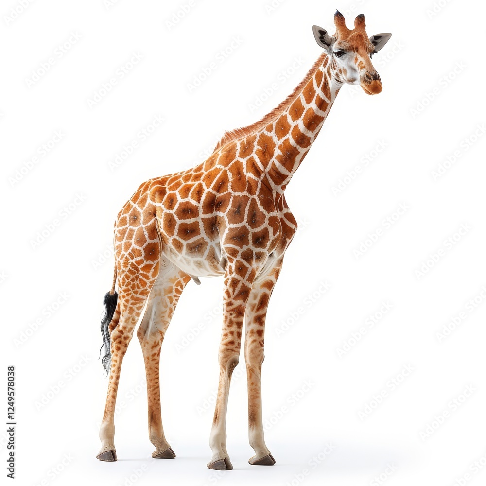 Obraz premium Isolated giraffe cutout on a clean white background for graphic design and art projects