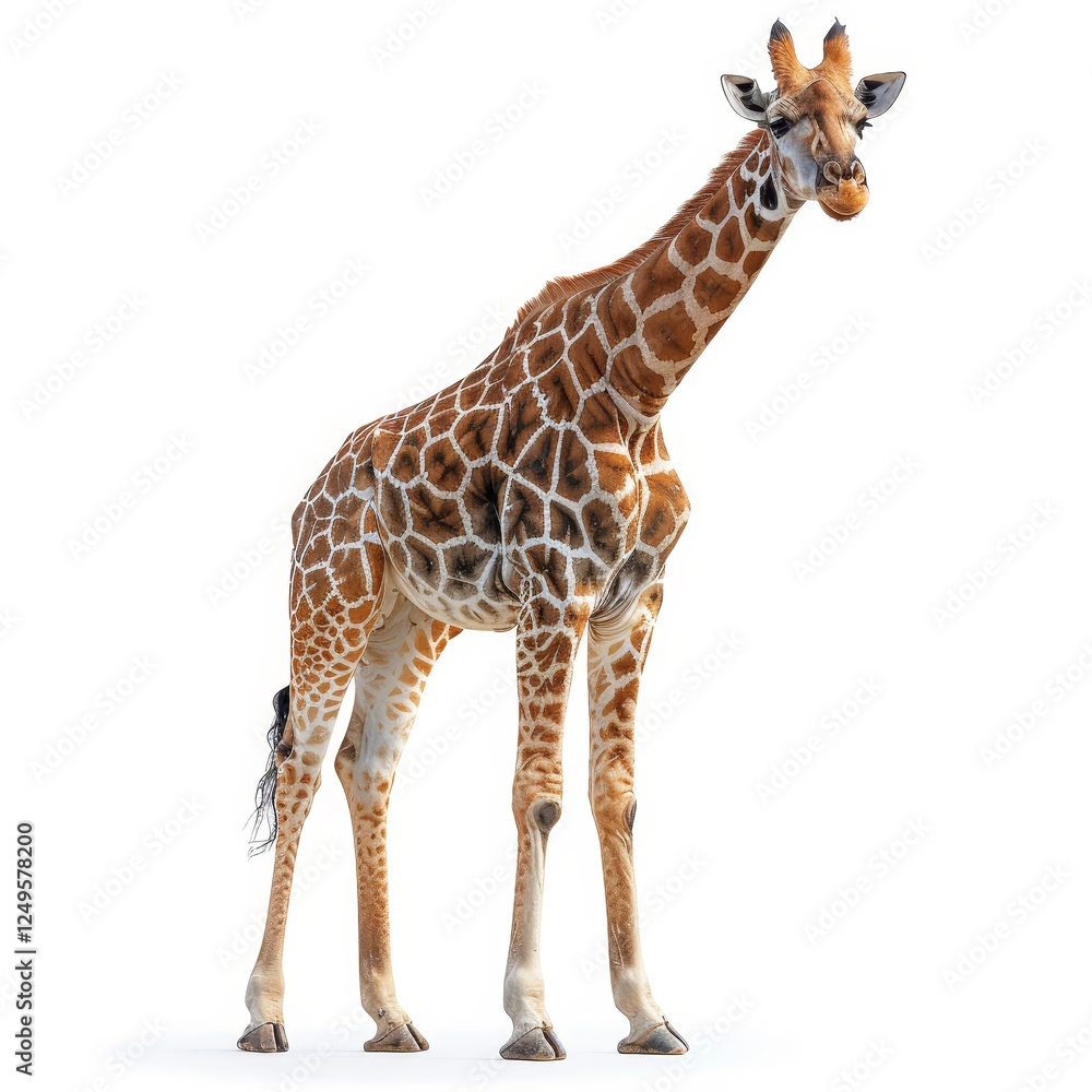 Fototapeta premium Isolated giraffe cutout on white background for creative design and artistic projects