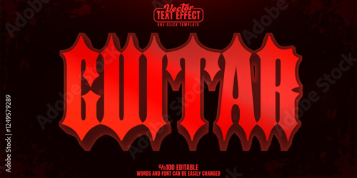 Guitar editable text effect, customizable rock and music 3d font style