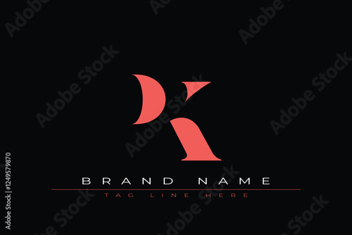 Abstract letter PK minimal logo design template. This minimal logo design is the process of creating a visual symbol that represents a brand, company, or individual.