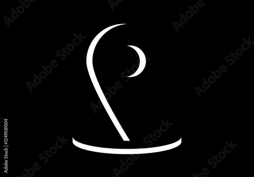 Resplandor del símbolo de ubicación en blanco sobre fondo negro