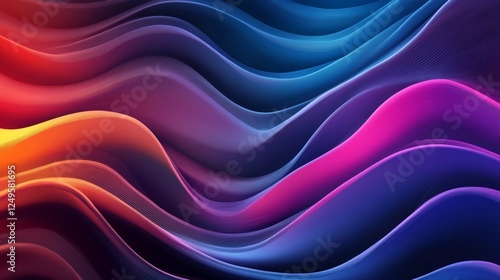 Wallpaper Mural Colorful abstract waves create a mesmerizing pattern with flowing lines in vibrant shades of red, blue, and purple Torontodigital.ca