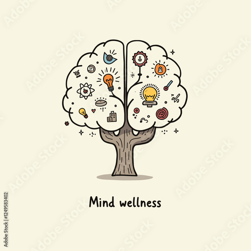 Brain Health: A Vivid Exploration of Mind Wellness through a Conceptual Vector Illustration