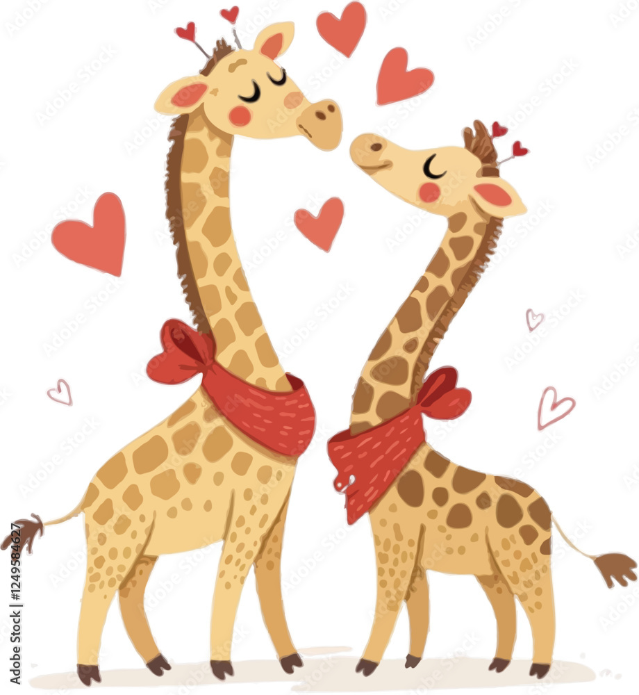 Obraz premium Giraffes Couple valentine’s day