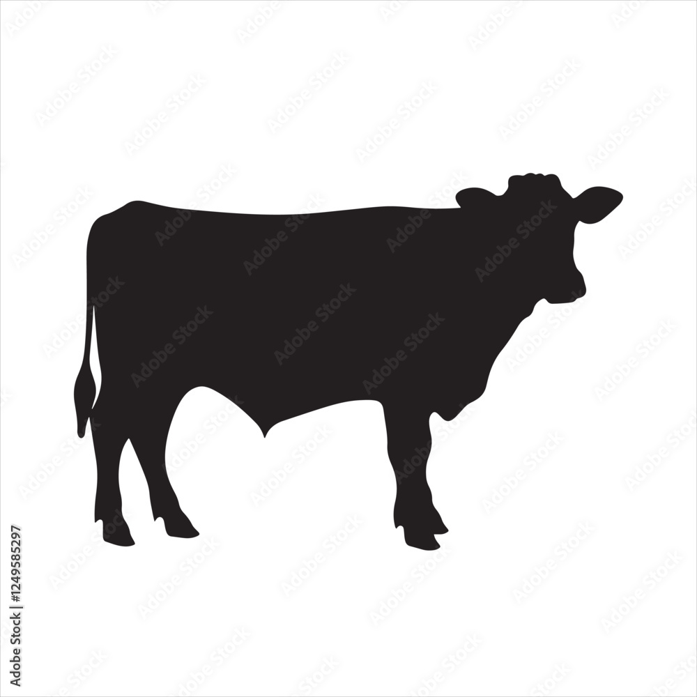 Modern Cow Silhouette in Black - Clean Vector Style Modern Cow Silhouette in Black - Clean Vector Style