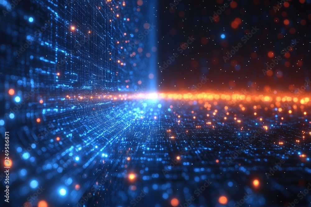 Digital Network: Data Flows, Glowing Nodes, Abstract Futuristic Tech Digital Network: Data Flows, Glowing Nodes, Abstract Futuristic Tech