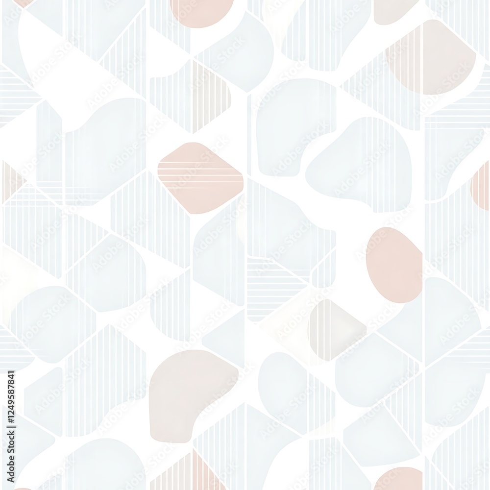 Abstract Geometric Pattern: Soft pastel hues and geometric shapes create a seamless, calming pattern ideal for textile design, wallpapers, or web backgrounds. Abstract Geometric Pattern: Soft pastel hues and geometric shapes create a seamless, calming pattern ideal for textile design, wallpapers, or web backgrounds.