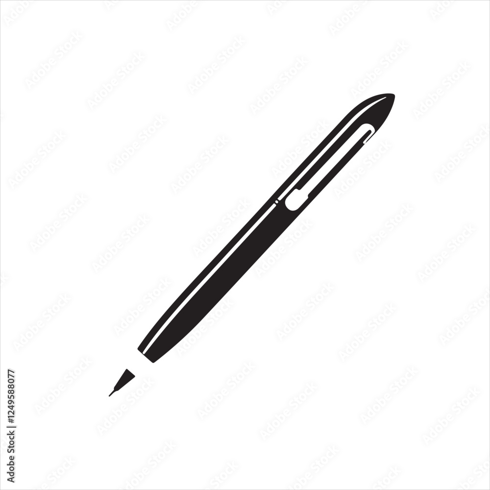 Minimalist Black Pen Icon on White Background Minimalist Black Pen Icon on White Background