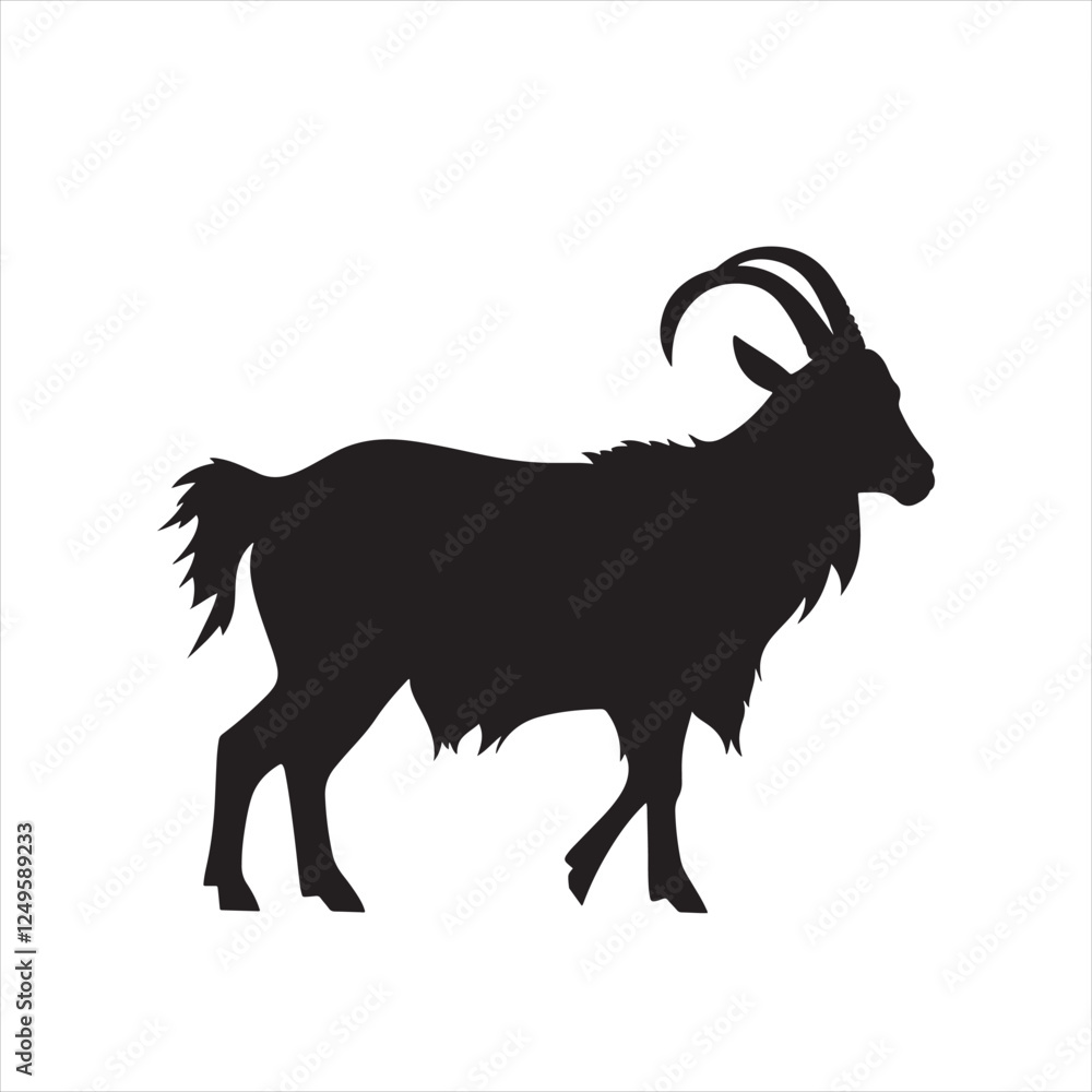 Fototapeta premium Simple Black Goat Silhouette for Graphic Designs
