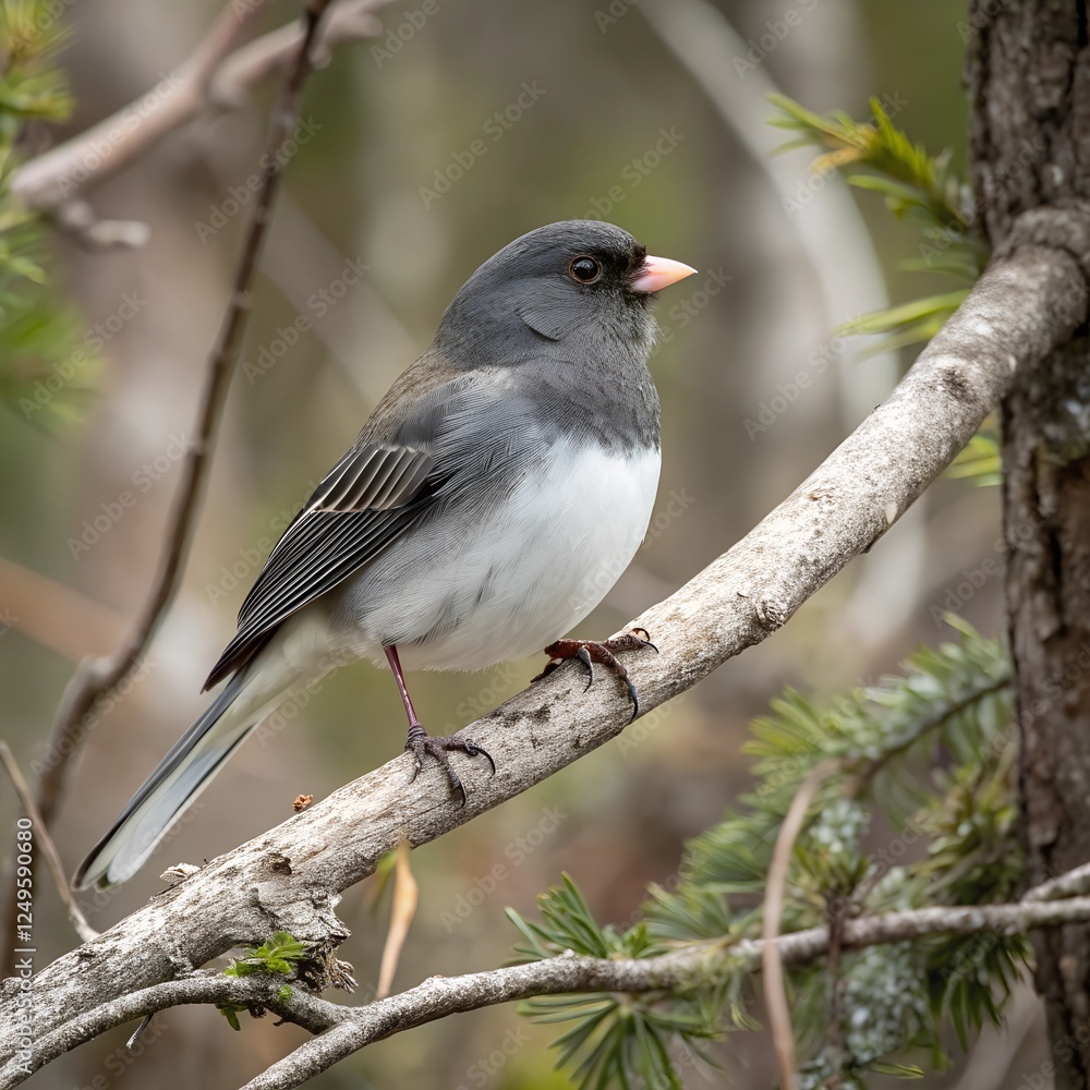 Dark-eyed Junco Perched on a Branch Dark-eyed Junco Perched on a Branch
