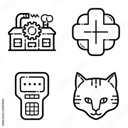 Essential Flat Icon Set Isolated On White Background