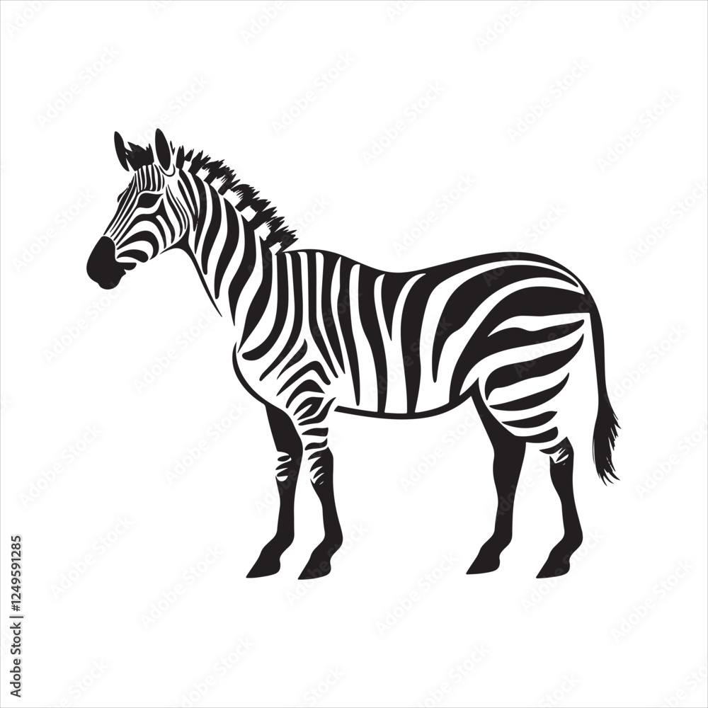 Simple Flat Zebra Illustration on White Background Simple Flat Zebra Illustration on White Background