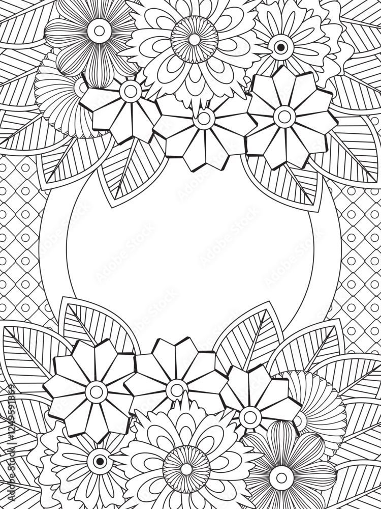 Fototapeta premium PrintFlowers Coloring Pages For Adules