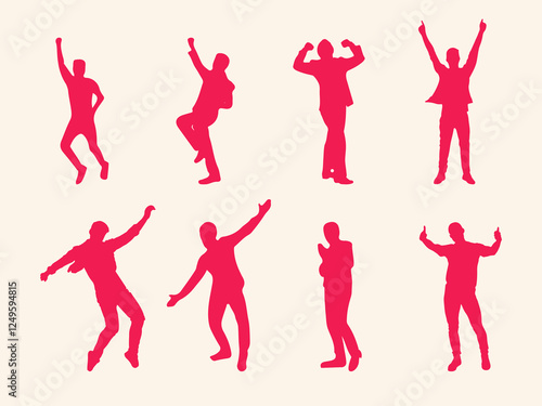 happy man silhouette vector red color