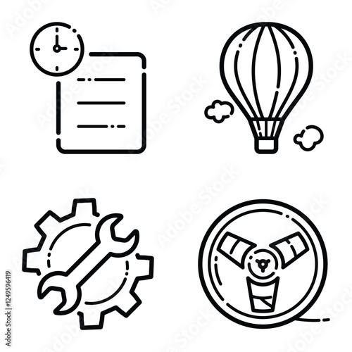 Essential Flat Icon Set Isolated On White Background