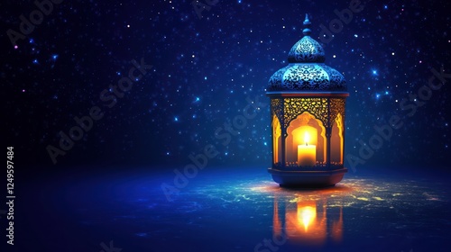 Wallpaper Mural Ornate Arabic lantern with a candle glowing at night A festive greeting card for the Muslim holy month of Ramadan Kareem Torontodigital.ca