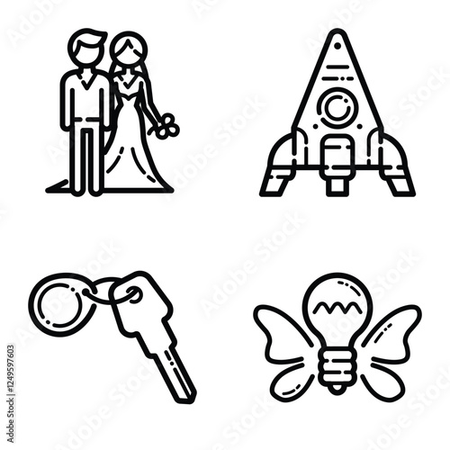 Essential Flat Icon Set Isolated On White Background