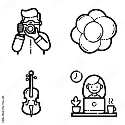 Essential Flat Icon Set Isolated On White Background