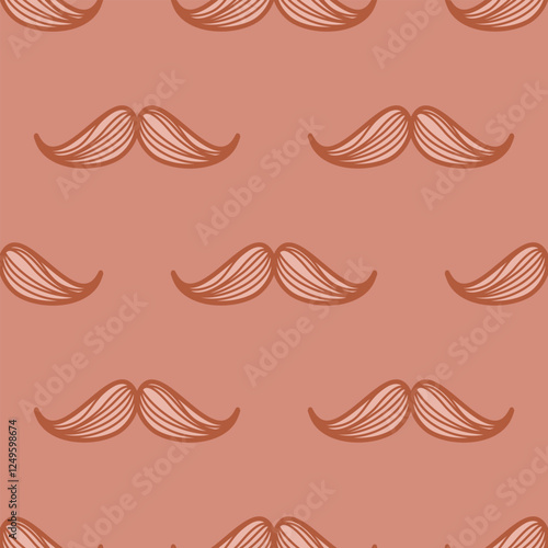 Trendy handlebar mustache vector background pattern. Vintage gentleman seamless illustration.