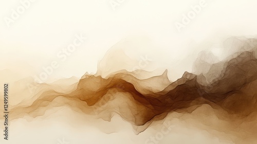 Brown Ink Landscape, Abstract Art, Fluid Design, Background Texture