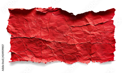 piece of red cardboard paper tear on a transparent background