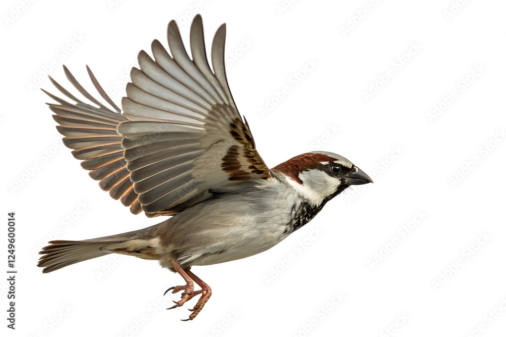 Flying House Sparrow on Transparent Background Flying House Sparrow on Transparent Background