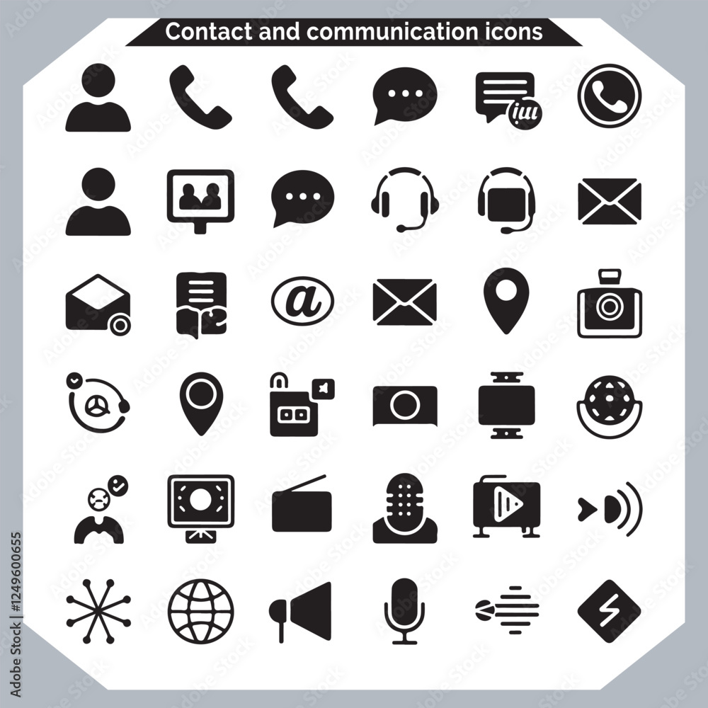 Fototapeta premium Professional Contact Icons Business Card Outline Icon Set