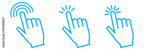 Set of mouse click cursor arrow icons, hand cursor and loading icons. Vector illustration