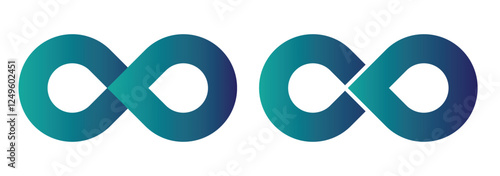 Infinity symbol set editable stroke isolated on white background. Vector hand drawn abstract minimal element. Infinite loop icon. Eternal or endless sign in outline and brush stroke or ink style.