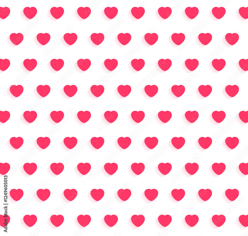 A seamless pattern of bright pink hearts against a clean white background. This playful design is perfect for love-themed projects, cards, or decorations for Valentine's Day.
A seamless pattern of bright pink hearts against a clean white background. This playful design is perfect for love-themed projects, cards, or decorations for Valentine's Day.