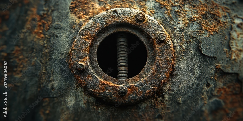 Close up of a corroded metal hatch with bolts Close up of a corroded metal hatch with bolts