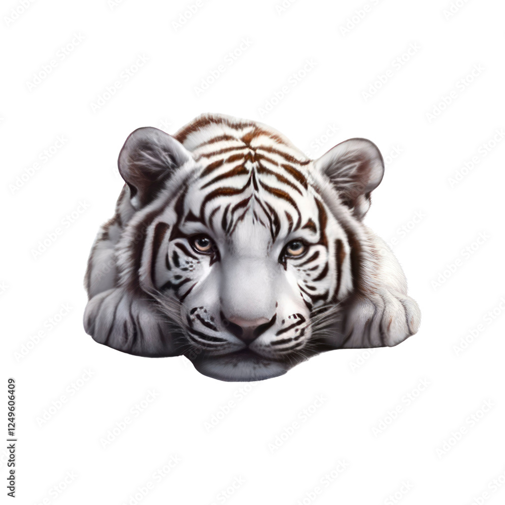 Fototapeta premium Majestic White Tiger Cub Close-Up Portrait