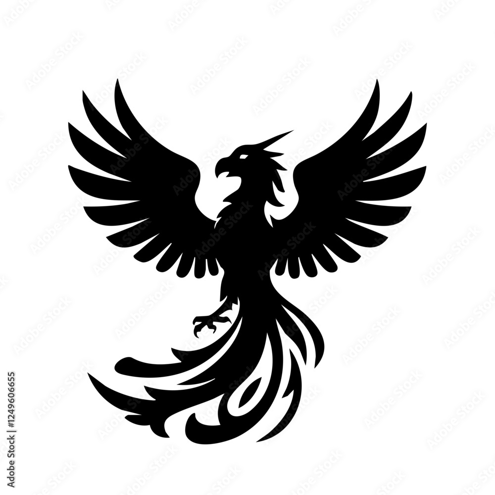 Obraz premium Phoenix Silhouette – Majestic Firebird in Flight