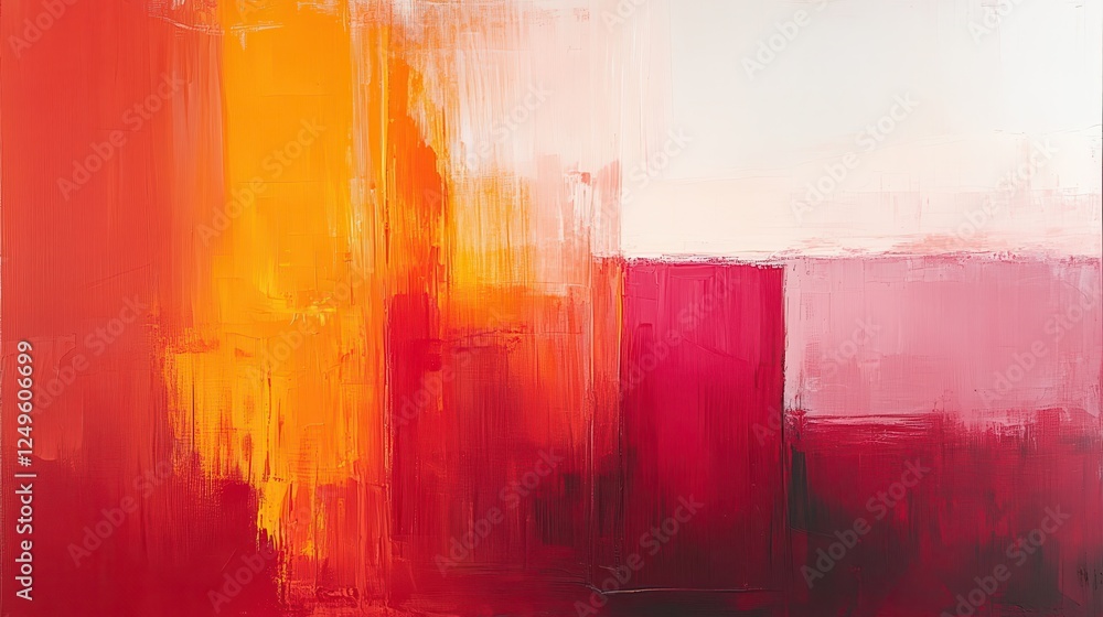 Naklejka premium Abstract red orange painting, vibrant hues, textured canvas, modern art, website background