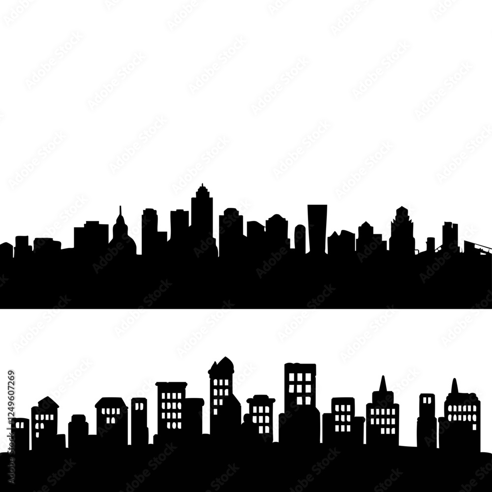 Naklejka premium Silhouette of city skyline