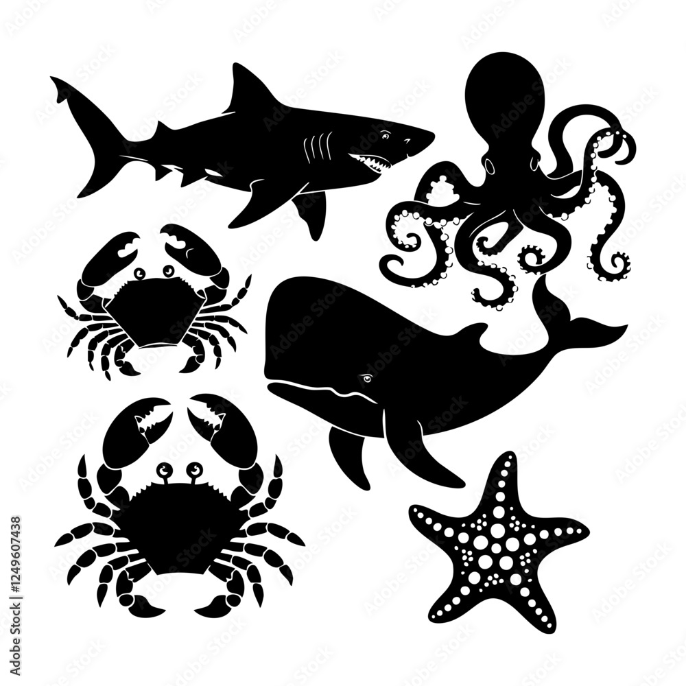Fototapeta premium set of sea animals