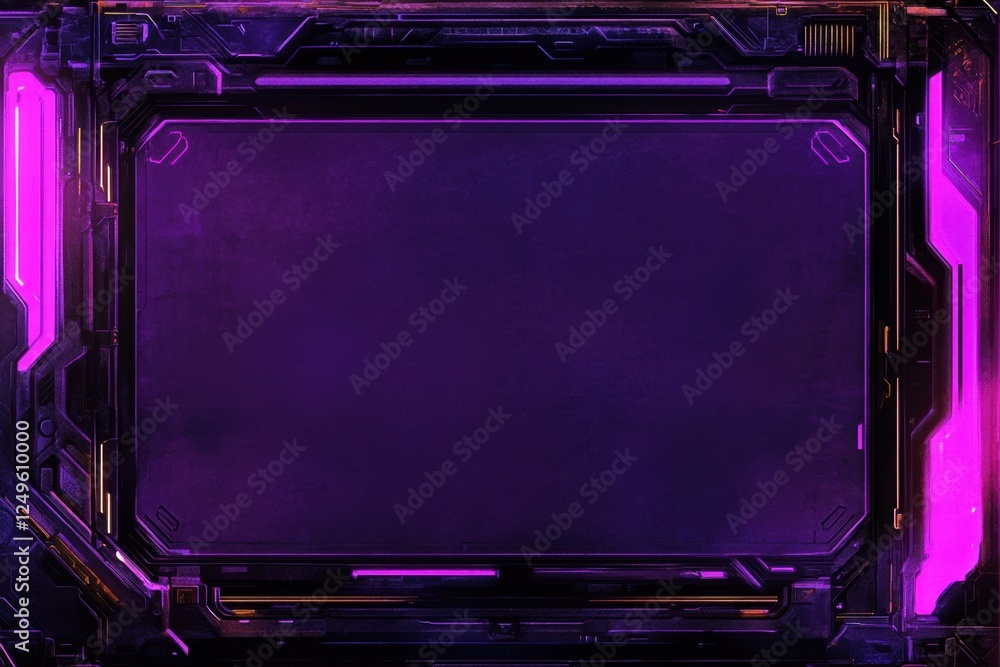 Futuristic purple display panel with glowing accents Futuristic purple display panel with glowing accents