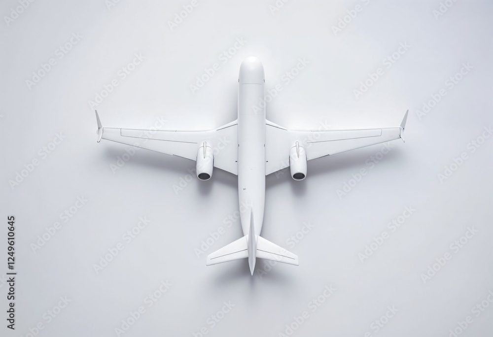 3D Airplane Model Mockup, Minimal Aircraft Rendering on White Background, Realistic Aviation Design, High-Quality Digital Render 3D Airplane Model Mockup, Minimal Aircraft Rendering on White Background, Realistic Aviation Design, High-Quality Digital Render