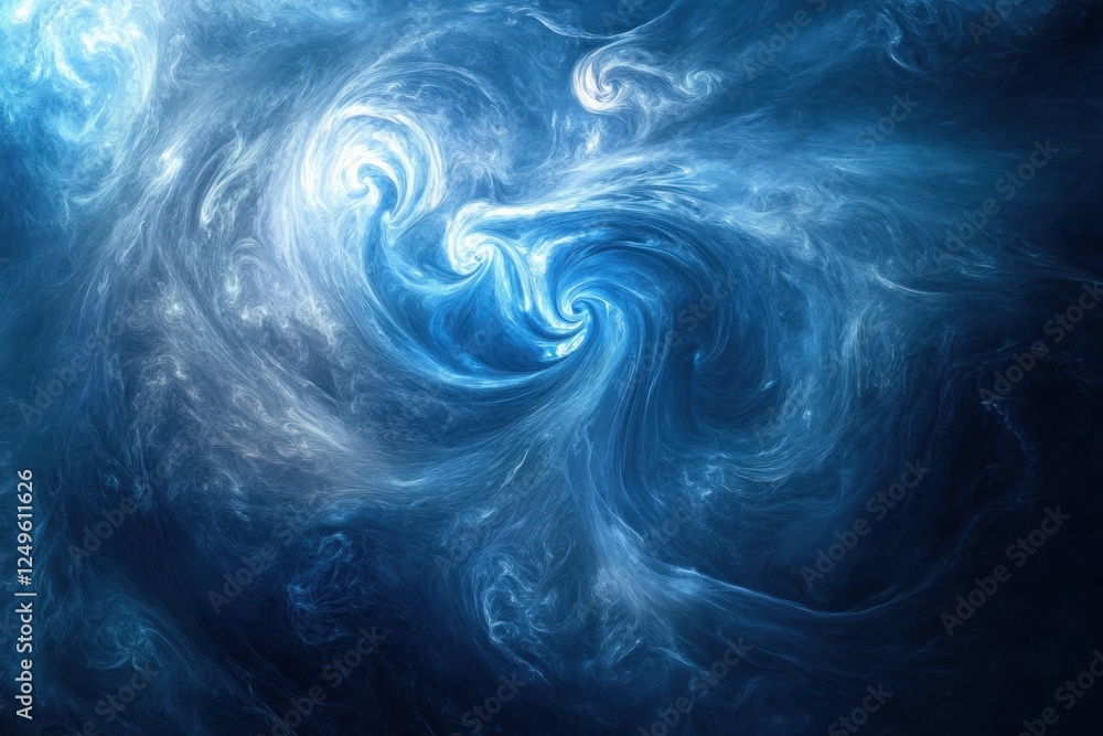 Fototapeta premium Swirling blue clouds create a mesmerizing cosmic backdrop in deep space