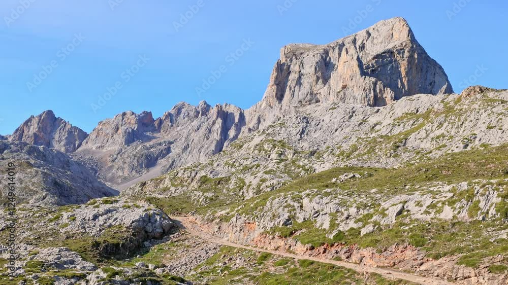 Beautiful view on mountains Peaks of Europe. Picos de Europa, Fuente De - spanish national park Beautiful view on mountains Peaks of Europe. Picos de Europa, Fuente De - spanish national park