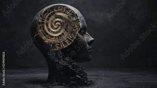 Têtre diabolique avec des spirales dorées