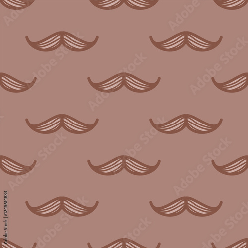 Curly petit handlebar mustache seamless vector pattern. Whiskers scribble illustration background.