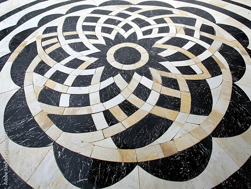 A dynamic circular pattern interconnected geometric shapes symbolizing teamwork